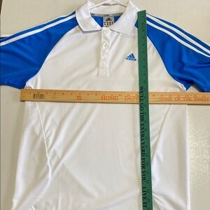 Adidas Men's White and Blue Polo Shirt